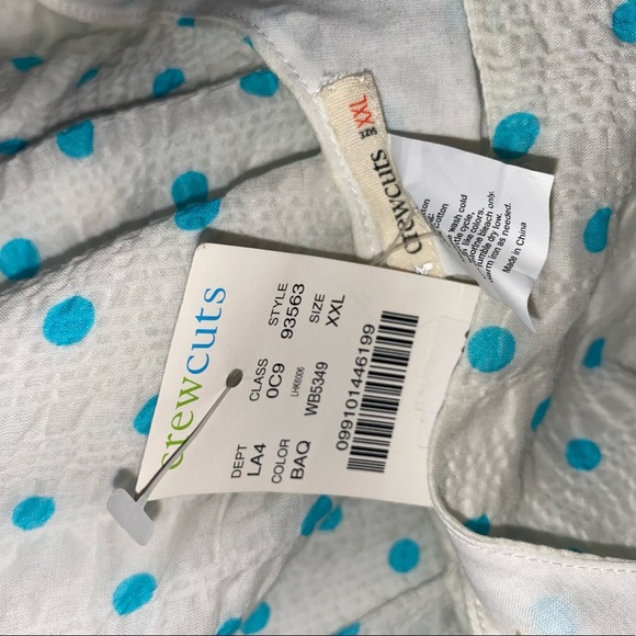 Crewcuts white blue polka dot open back dress Sz XXL NEW WITH DEFECT - Picture 4 of 4